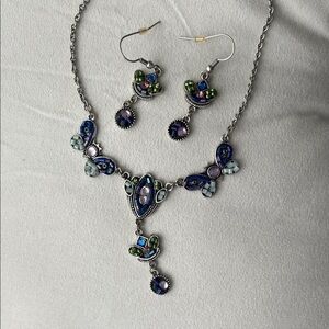 *NEW NO TAG* Elegant Silver and Blue Butterfly Jewelry Set